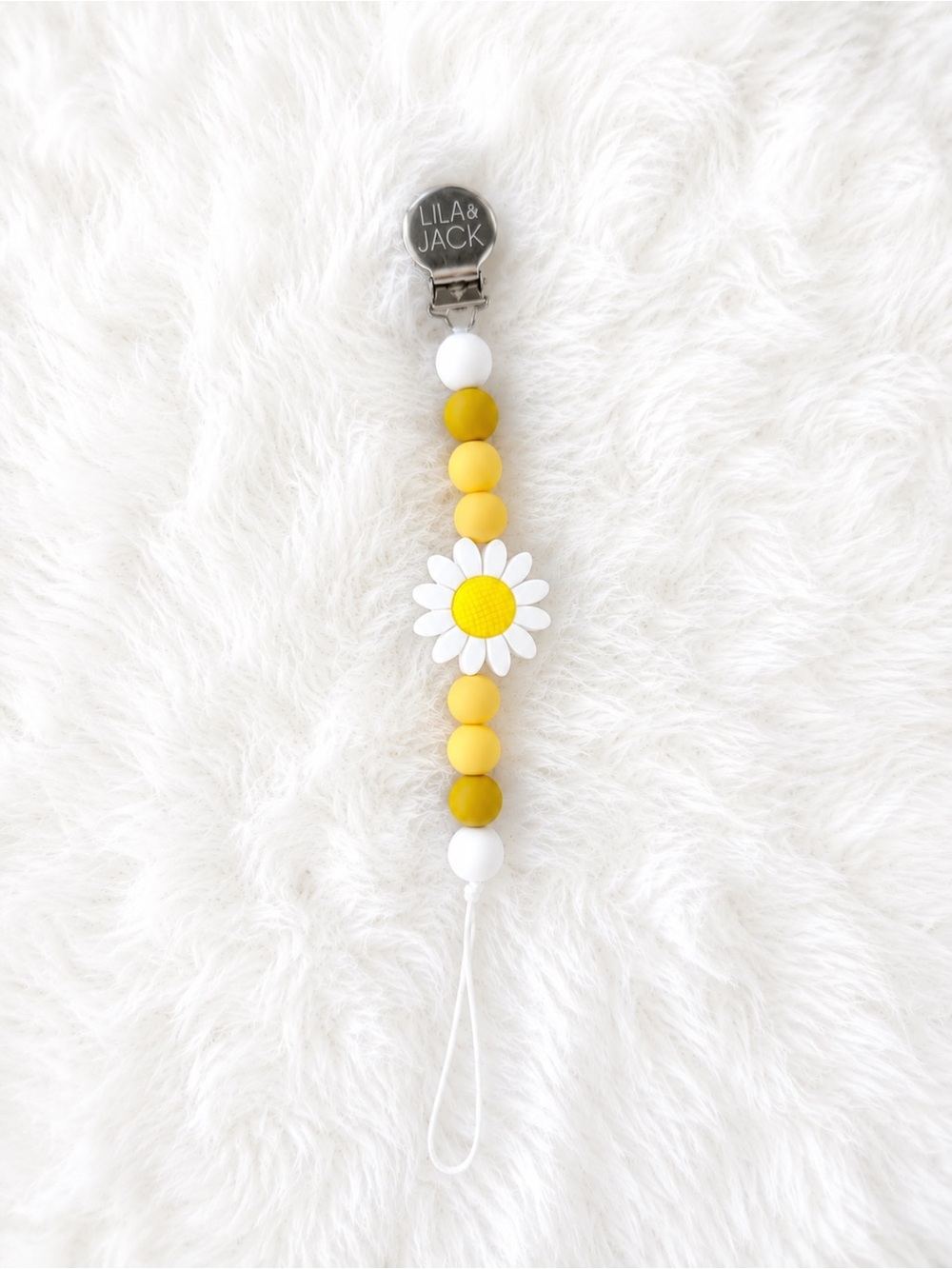 LILA & JACK Yellow Daisy Silicone Pacifier Clip